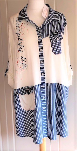 NEU Damen Long Shirt FIA FIA Fashion, Gr. 46 weiß-blau