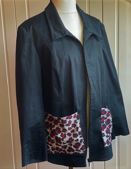 Damen Blazer Jacke Upcycling Mode Gr. 48 Unikat schwarz
