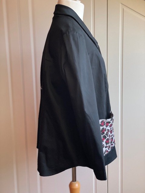 Damen Blazer Jacke Upcycling Mode Gr. 48 Unikat schwarz