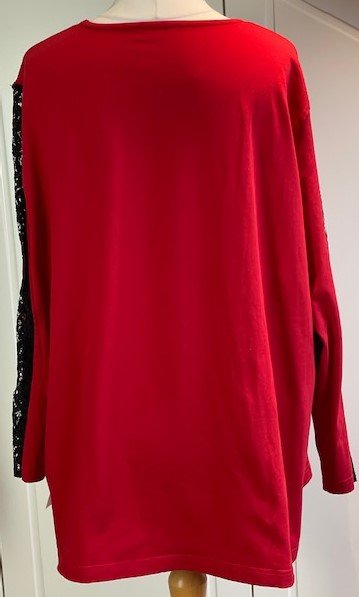 Damen Shirt Upcycling Mode Unikat extravagant Gr. 48/50 Rot